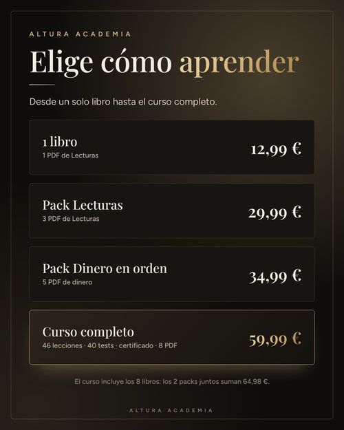 Opciones de compra de Altura Academia: libro, packs y curso completo