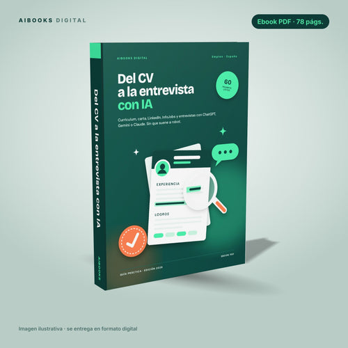 Del CV a la entrevista con IA · ebook en PDF, portada 3D