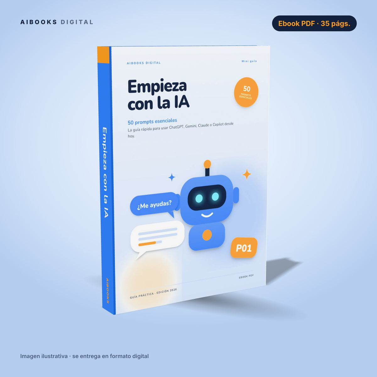 Empieza con la IA · ebook en PDF, portada 3D
