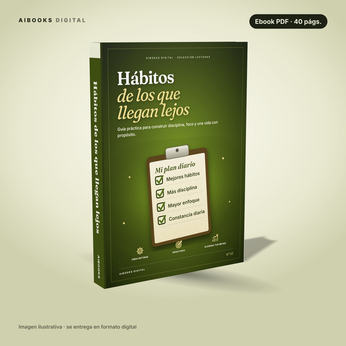 Hábitos de los que llegan lejos · libro en PDF, portada 3D